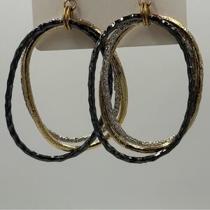 Multi-Tone 3 Hoop Textured Earrings - New!